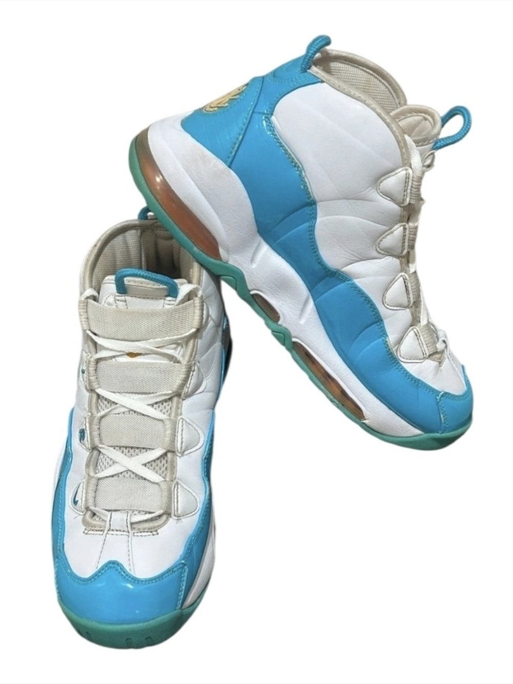 Nike White and Turquoise High-Top Sneakers